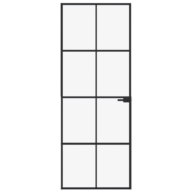 Vidaxl porte d'intérieur noir 76x201,5 cm trempé verre aluminium fin 153662_1