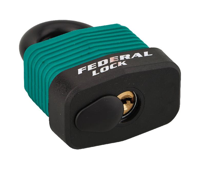 Cadenas à clé Bumper 45 mm vert - Corps acier zingué gainé PVC - Anse cémentée - Double verrouillage_1