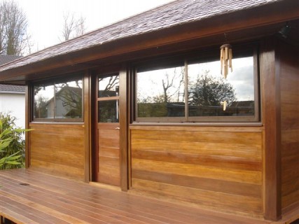 Chalet en bois - double paroi - 56 m² en kit - multipente - isolation RT2012 - bois exotique Merbeau_1