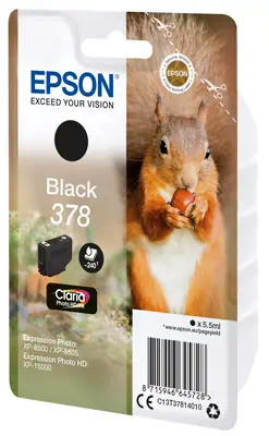 Epson Squirrel Singlepack Black 378 Claria Photo HD Ink_1