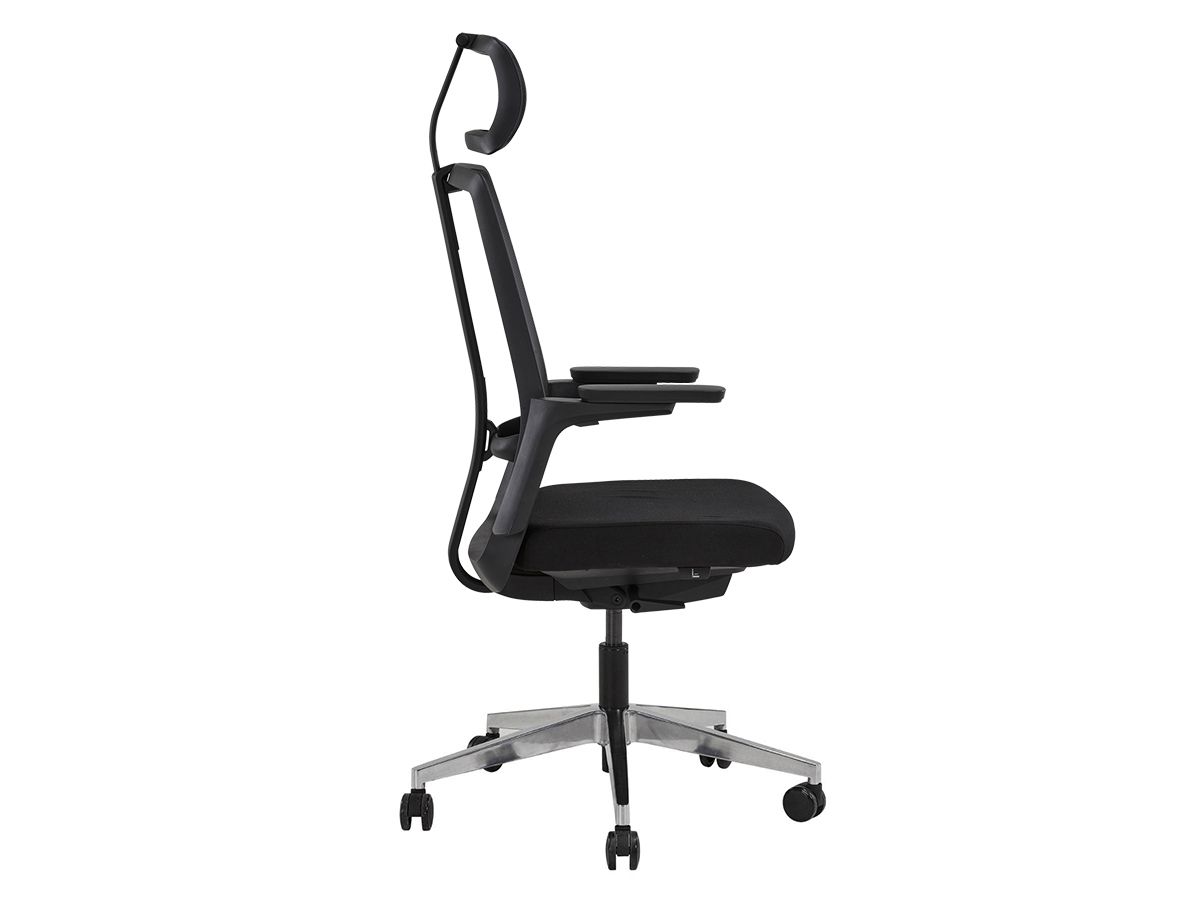 Fauteuil ergonomique TUXEDO - dossier résille, assise rembourrée, mécanisme synchrone, base aluminium_1