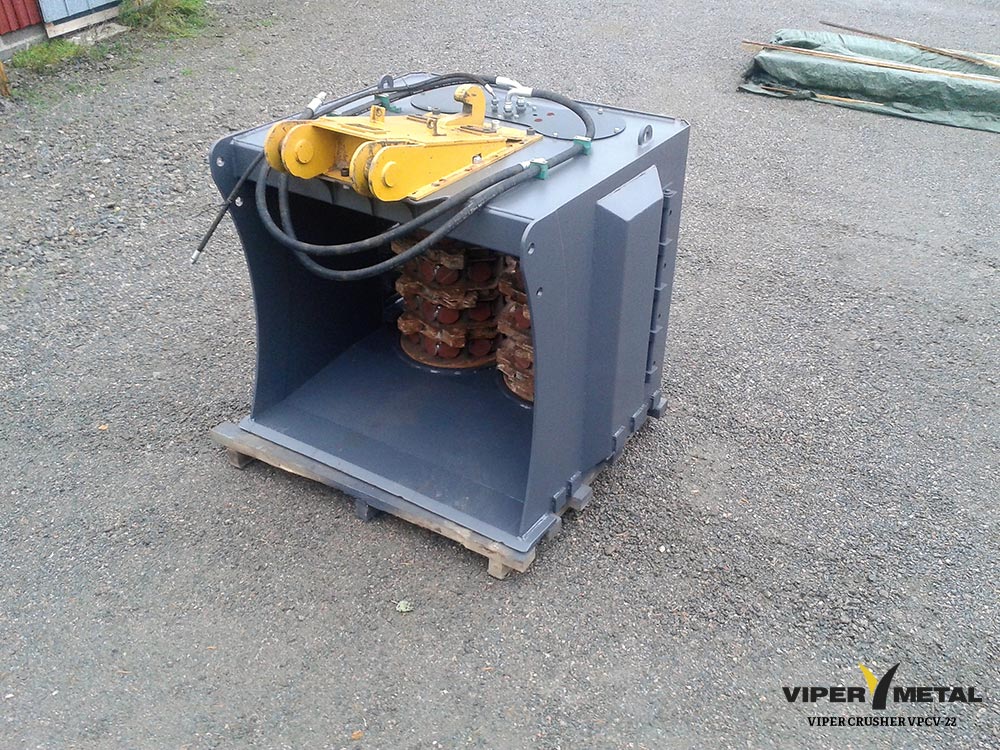 Godets concasseurs pour broyage des déchets - Viper Crusher VPCV-22 - Vipermetal - Moteur à tambour rotatif lent - Matériaux difficiles_1