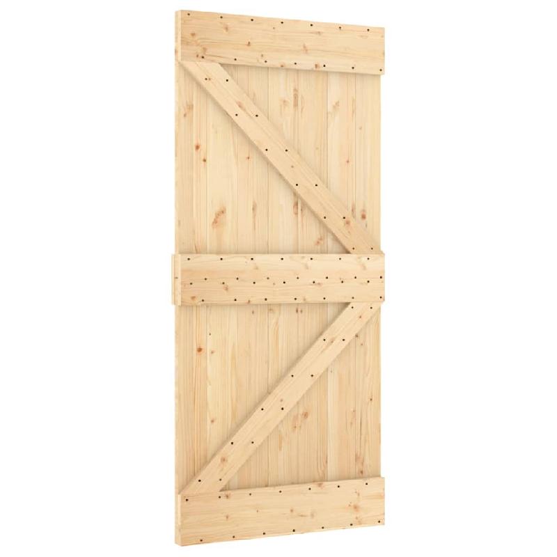 Vidaxl porte coulissante et kit de quincaillerie 100x210 cm pin massif 3203178_1