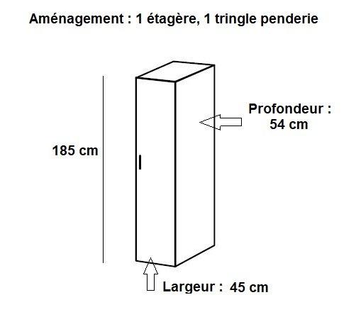 Colonne de rangement LUND penderie chêne naturel - 45x54 cm - 1 porte, étagère et tringle penderie_1