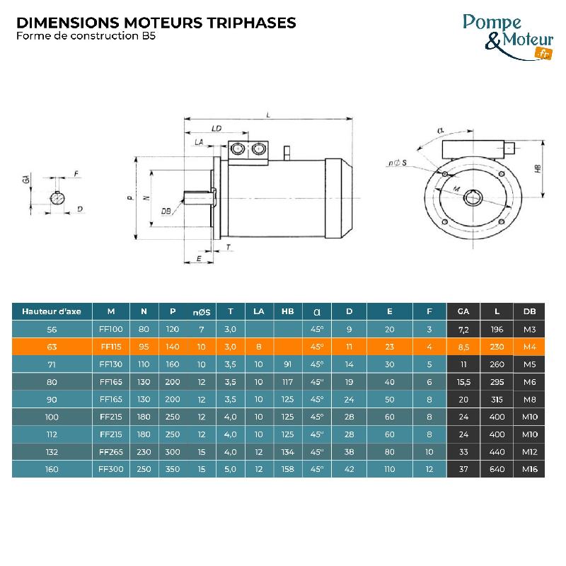 Moteur électrique triphasé Cemer MS6324B35 - 230/400V - 0,18 kW - 1500 tr/min - Bride B35 en aluminium_1