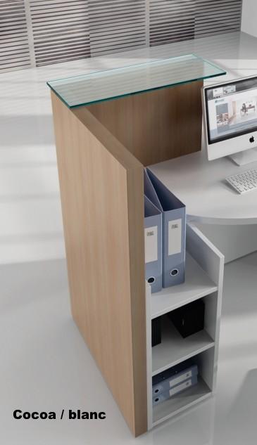 Bureau d'accueil oval avec parties haute et basse - MDD - Blanc, Wengé, A droite_1