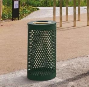 Corbeille Tri Sélectif Losange - 2×60 L - Acier et Tôle - Serrure à clé triangle - Dimensions ø 450 x 845 mm_1