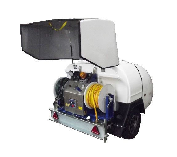Remorque à 1 essieu avec unité d'hydrocurage intégrée de 50/60/80 m de tuyau haute pression - jtr-c_1