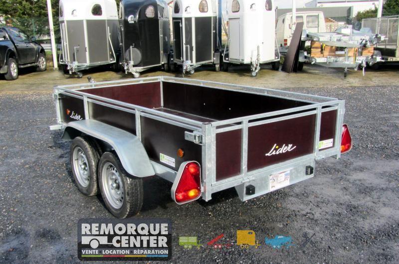 Remorque polyvalente Lider en bois freinée - 2 essieux - PTAC 1300 kg - 251 x 133 cm - RODSTER MOTO 2_1