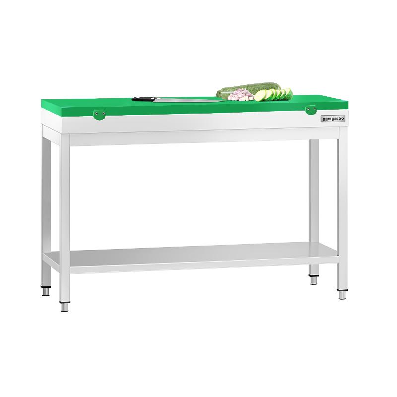 Table inox de découpe avec plan vert - Profondeur 600 mm | Ggm - 1200_1