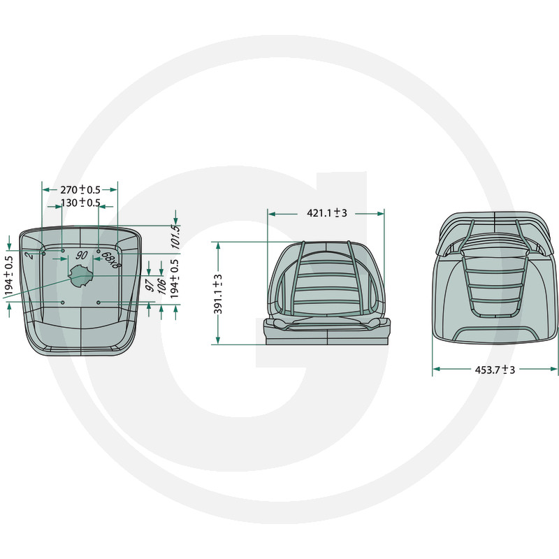 Siège adaptable pour cabine d'engin de TP - PVC - Largeur 455 mm - Hauteur 390 mm_1
