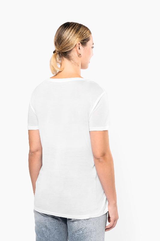 T-shirt Lyocell TENCEL col V manches courtes femme - 145 g - Réf: KNS323 - Marque Kariban_1
