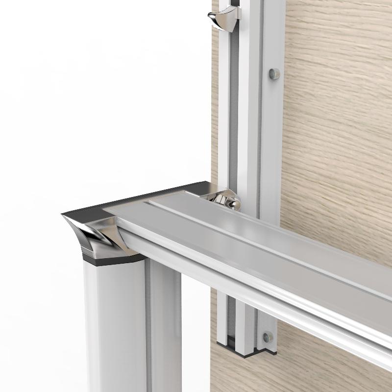 Table de réunion ½ lune Net - Mobel Linea - Alu, Acacia clair_1