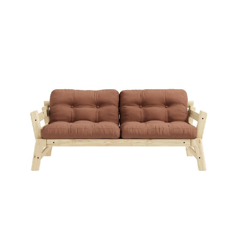 Banquette convertible futon STEP en pin massif - Coloris brun argile - Couchage 70x200 cm_1