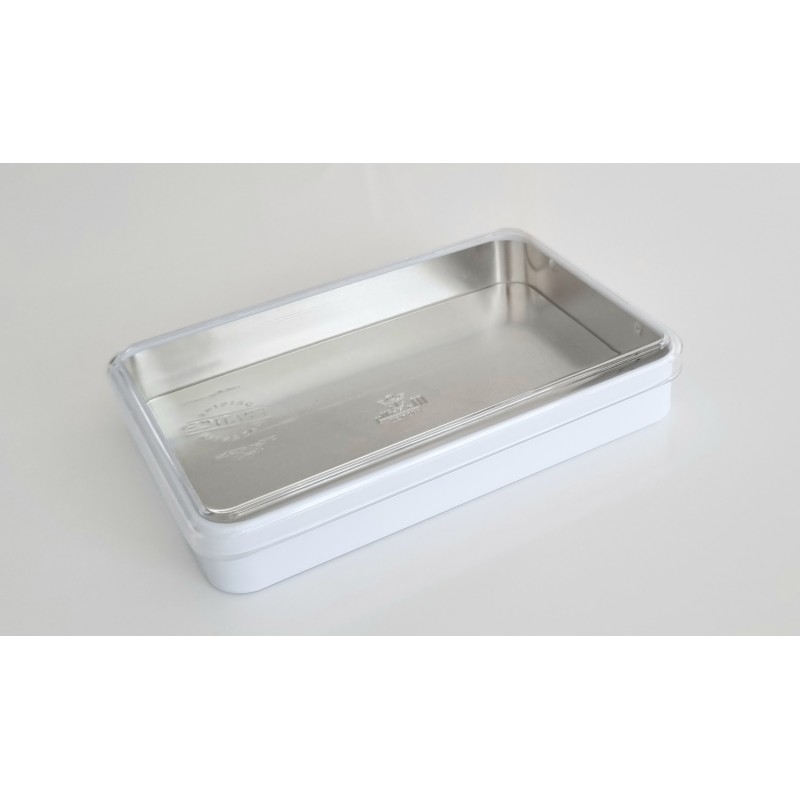 Boîte métal blanche - couvercle transparent sans charnière - Hauteur 3 cm - Réf : BA001192 - Fabriquée en France_1