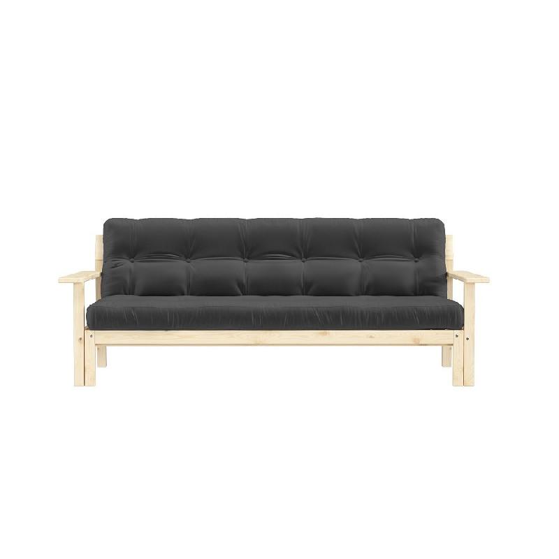 Canapé convertible futon Unwind - pin naturel - gris foncé - couchage 130 x 190 cm - style scandinave_1