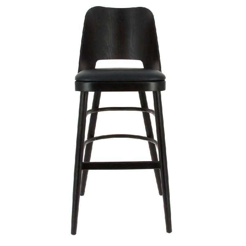 Chaise haute d'intérieur Colisée en hêtre et simili cuir coloris noir_1