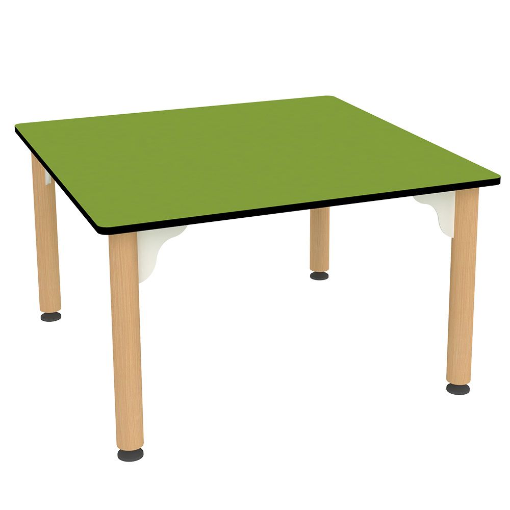 Table carrée pour enfant - Structure en hêtre massif - Plateau en stratifié compact - Dimensions 600x600 mm_0
