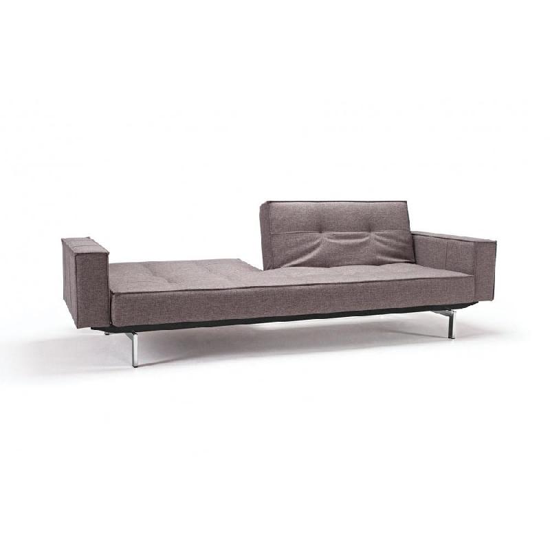 Canapé-lit convertible Innovation Living Splitback Chrome avec accoudoirs - 115x210 cm - Tissu Mixed Dance Grey_1