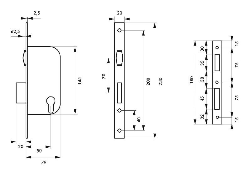 Serrure encastrable à rouleau pour porte d'intérieur - THIRARD - 3 clés - Acier embouti - Finition époxy noir_1
