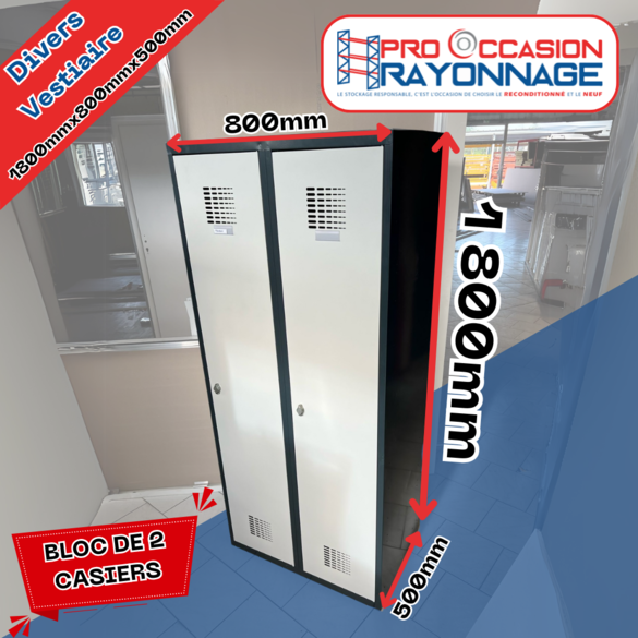 Vestiaire métallique noir 2 portes_1