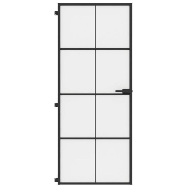 Vidaxl porte intérieure mince noir 83x201,5 cm verre trempé aluminium 155127_1