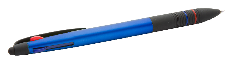 Stylo bille 3 couleurs avec stylet - plastique - encres noire, bleue et rouge_1