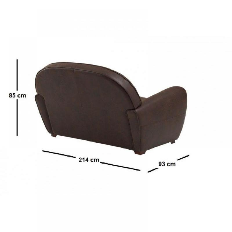 Canapé fixe Club 3 places en microfibre marron - Design vintage anglais et fabrication italienne_1