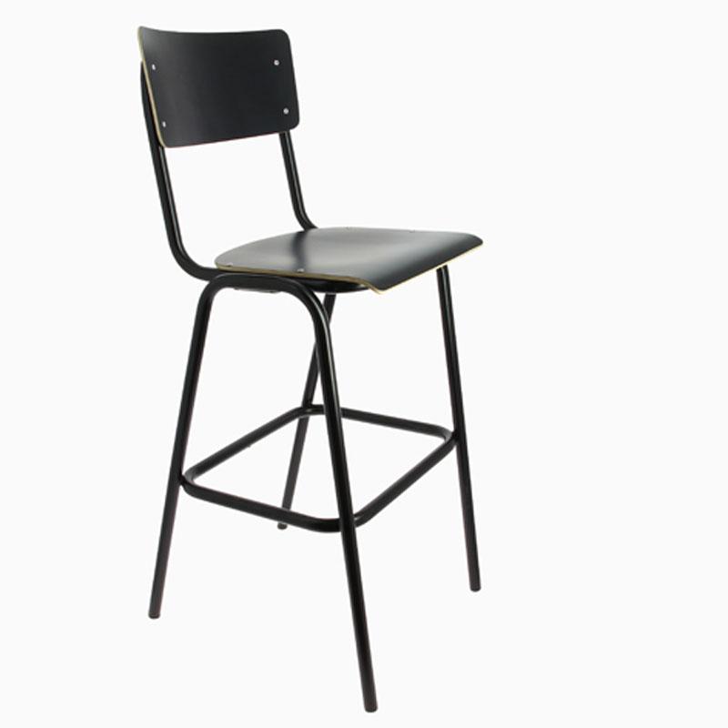Chaise Haute de Bar  Style Vintage - NOIR_1