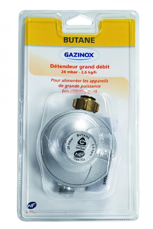 Détendeur pour gaz butane - grand débit 28 mbar - débit 2,6 kg/h - GAZINOX_1