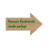 Panneau directionnel - pic bois - flèche droite gravée en compact - longueur 49 cm_1