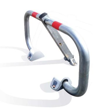 Bloc parking en acier galvanisé - 6308809 - Tube 50 mm avec bande réflecto rouge et pieds téléscopiques_2