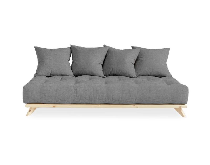 Canapé convertible futon Senza - pin naturel - coloris gris granit - couchage 90 cm - marque KARUP_1