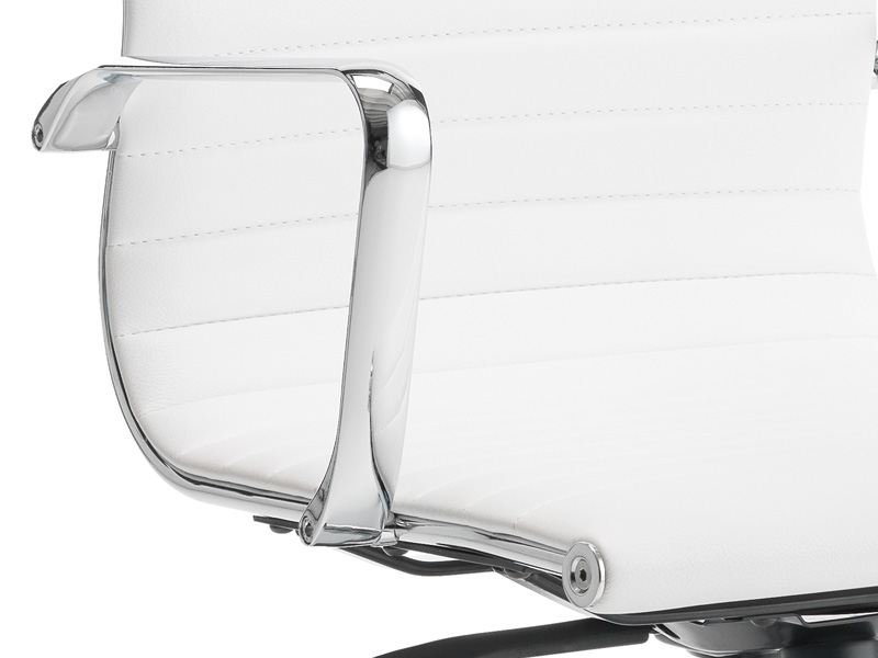 Fauteuil de bureau Glasgow - Revêtement PVC blanc - Mécanisme oscillant - Structure et accoudoirs en acier chromé_1