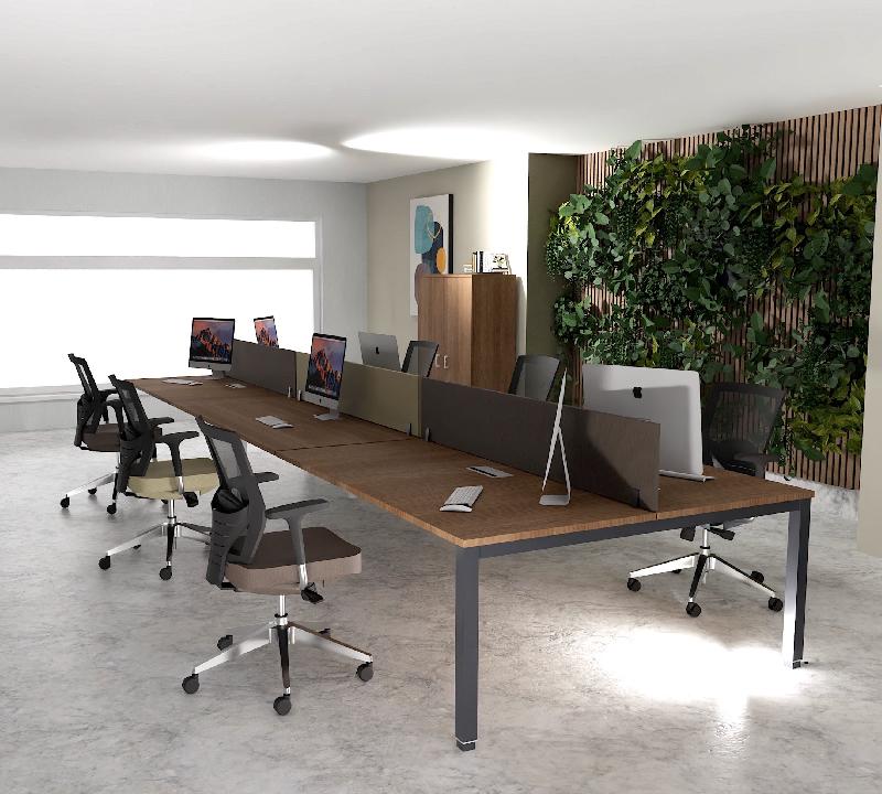 Bureau 6 personnes Tempo - Mobel linea - Anthracite, Acacia foncé, 480_0