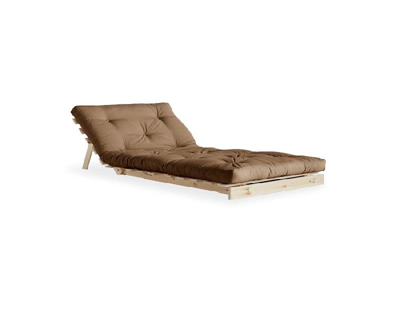 Fauteuil convertible futon ROOTS - pin naturel - coloris mocca - couchage 90 x 200 cm - design japonais et scandinave_1