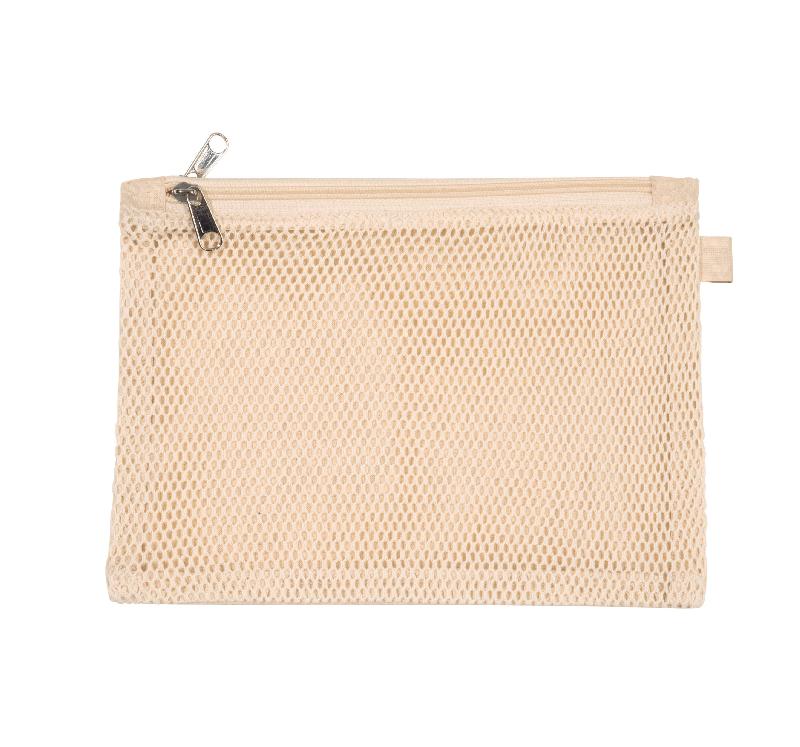 Trousse à double compartiment Kimood - Réf: KI0738 - 100% coton avec filet et canvas, 150 g/m²_1