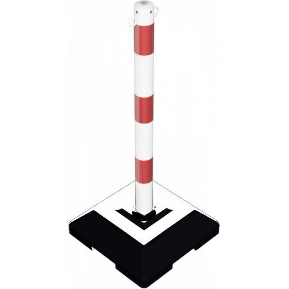 460KB - Barrière à chaîne en acier galvanisé - Schake - Ø 60 mm - Poteau support lourd blanc/rouge_1