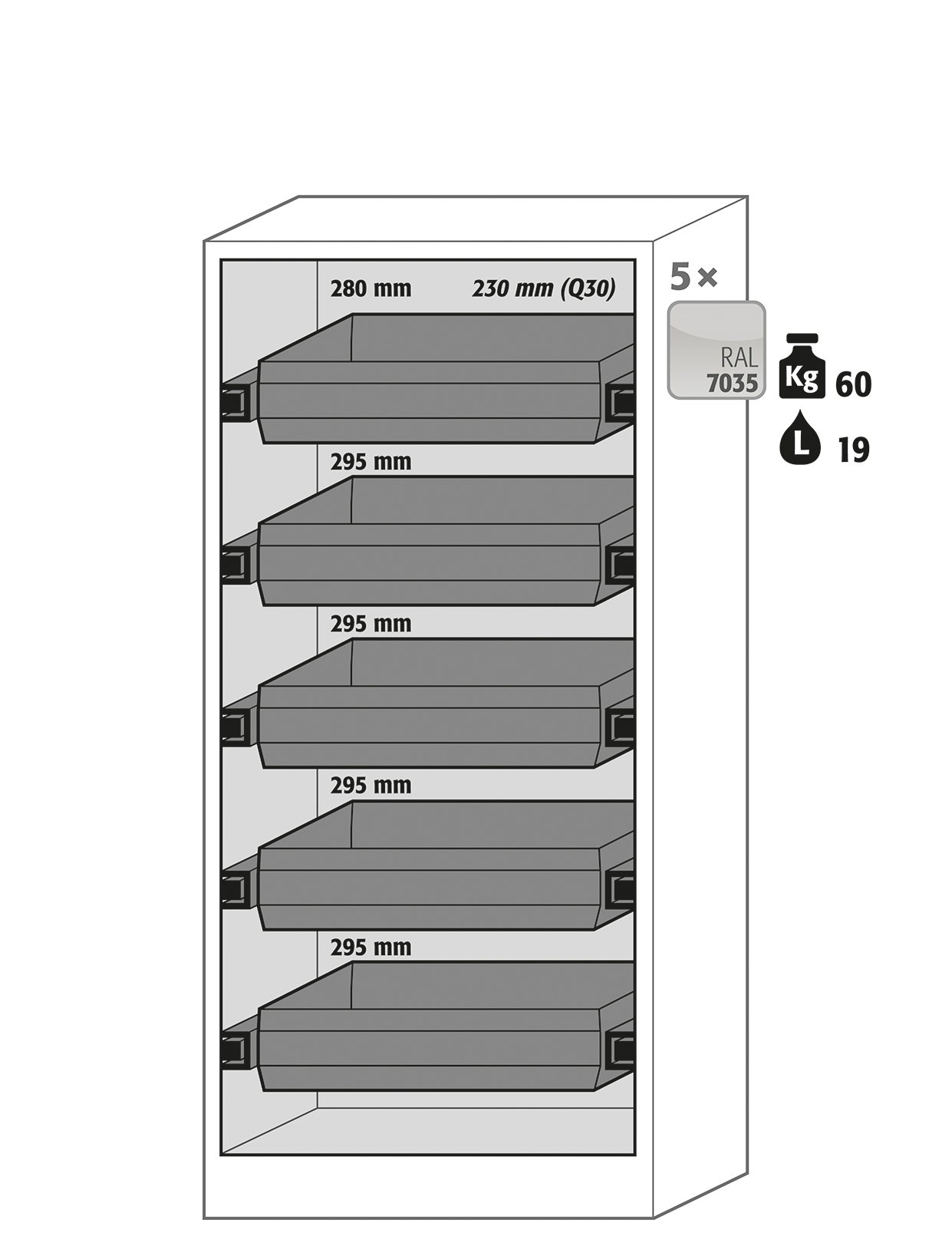 Armoire de sécurité Q-DISPLAY-30 - modèle Q30.195.086.WDFW - réf 32781-061-33628 - Type 90/30 - portes battantes vitrées_1