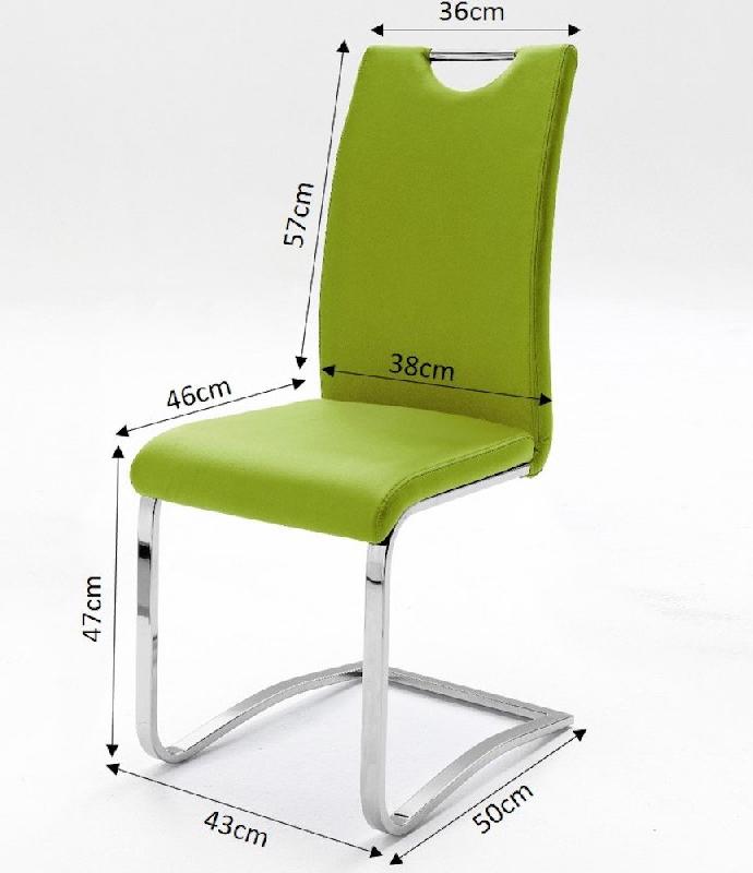 Lot de 4 chaises Kilou - tissu citron vert - piètement luge en tube laqué noir mat_1