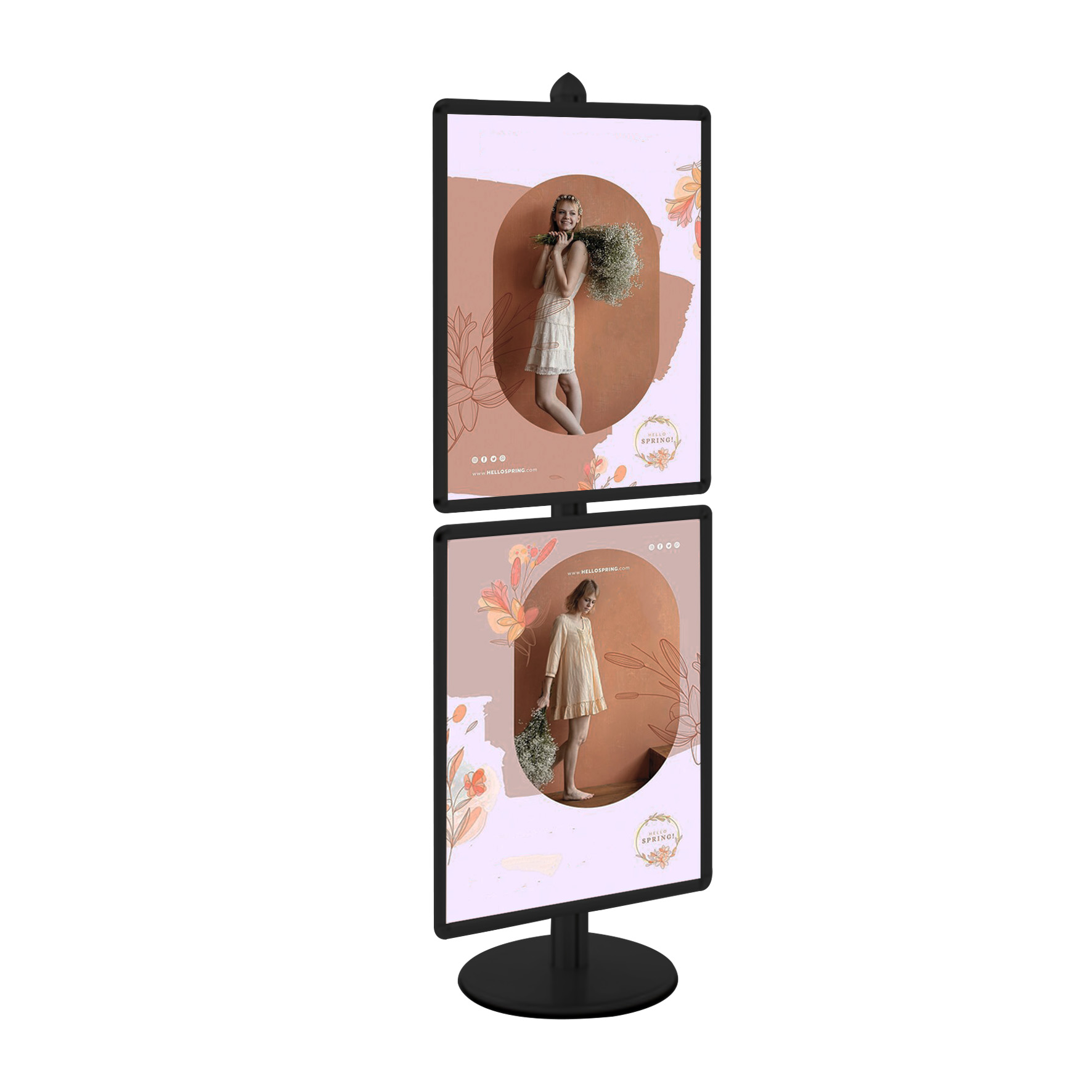 Présentoir Visual-Displays® - 2 cadres 60x80 cm - Réglable en hauteur - Finition aluminium anodisé noir - Réf : 214602NR_2