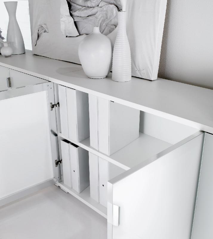 Armoire avec 2 portes en verre blanc - Mobel Linea - Blanc_2