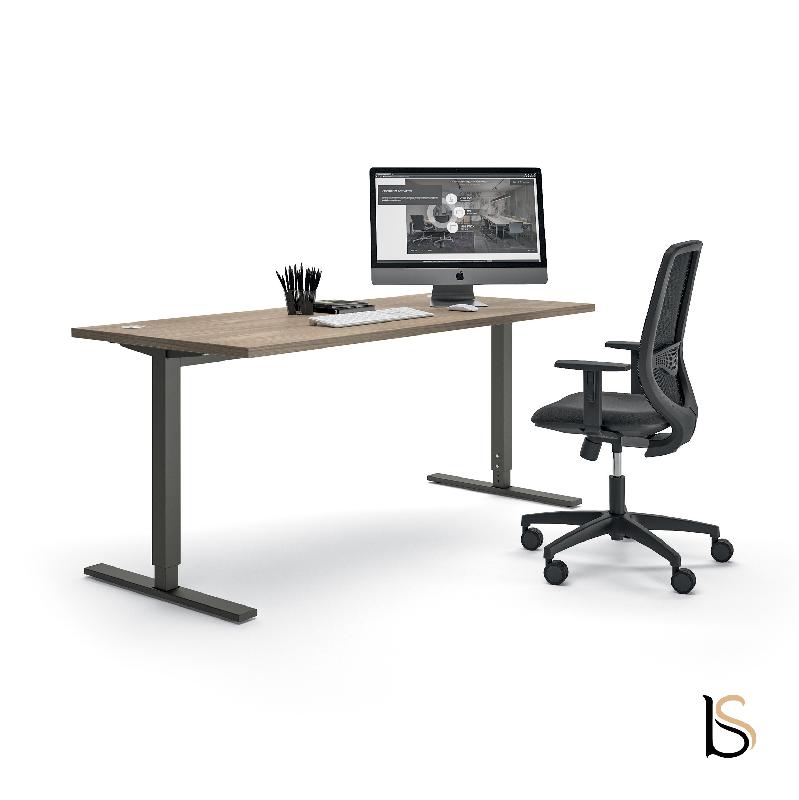 Bureau individuel Idea Tube réglable en hauteur - Quadrifoglio - 140, Anthracite, Orme blanchi_0