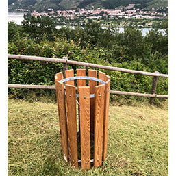 Corbeille publique en pin traité autoclave classe IV - arceau amovible - modèle SOLEIL - 100L_1