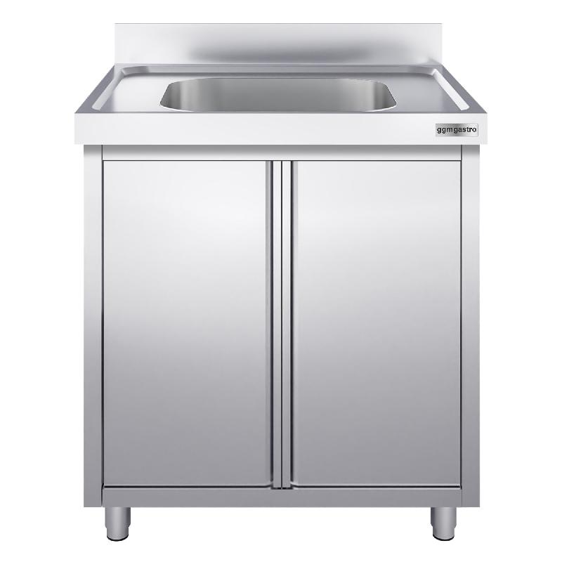 Plonge inox1 bac sur placard - P 700 mm -_1