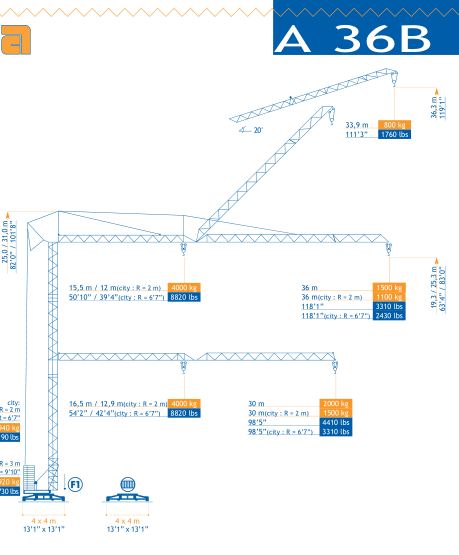 Grue à tour GMA - MR Arcomet A36-B - capacité 4 tonnes_1
