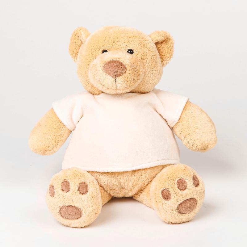 Peluche Ours Honey - Réf: MM21 - 100% polyester - T-shirt velours écru - Marque Mumbles_1