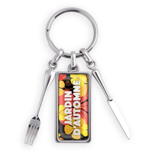 Rukc09 - Porte-clés en zamac personnalisé pour restaurant - finition nickel brillant 40x20x2,6mm_1