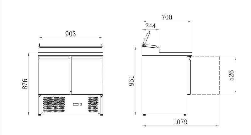 Saladette 240 l 2 portes 5 bacs gn 1/6 int/ext inox  série star AFI_1
