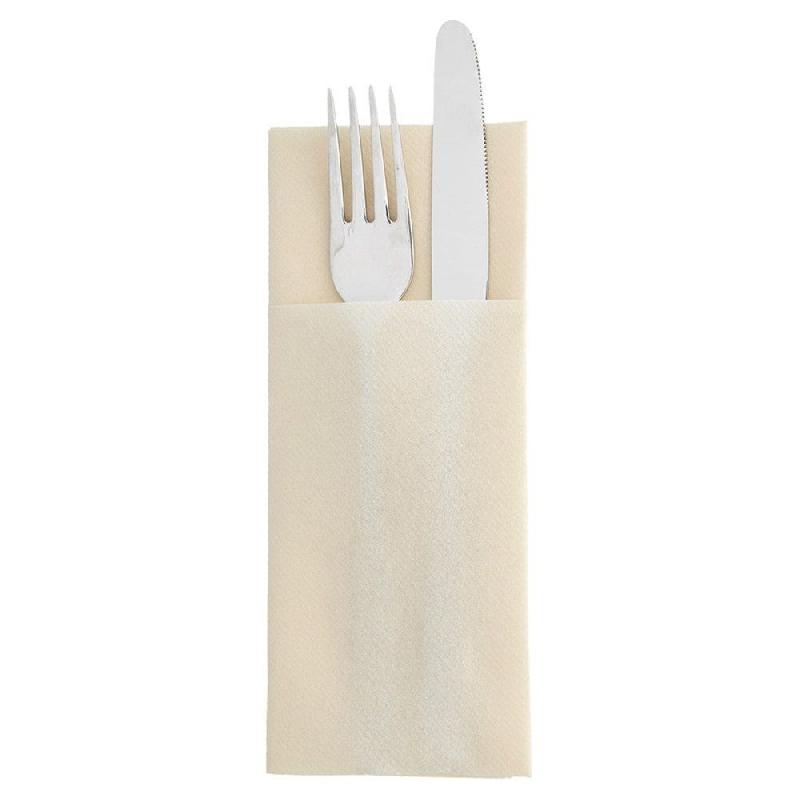 Serviette-étui pour couverts intissé ivoire 33x40cm - par 700_1